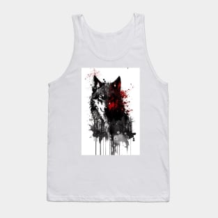 Ink Gray Wolf Portrait Tank Top